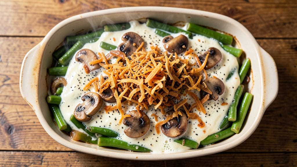 Alton Brown's Green Bean Casserole Recipe: Mushroom Cream Magic with Crunchy Top