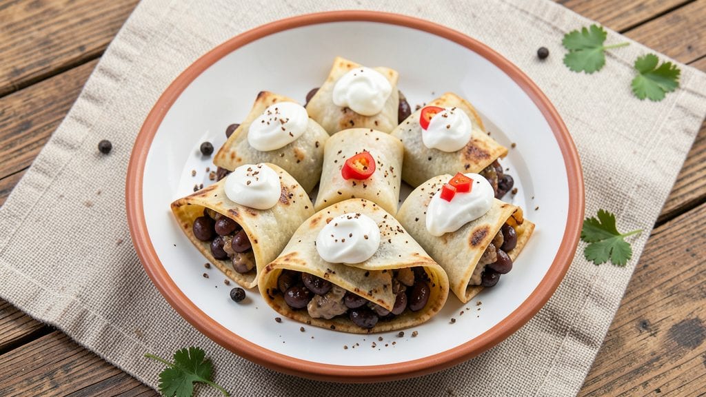 Black Bean Roll-Ups Max And Erma's Recipe: Crunchy Tortilla Wraps With Creamy Spiced Filling