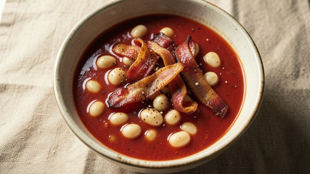 Campbell's Bean and Bacon Soup Recipe: Smoky Bacon Crunch Over Hearty Tomato Base
