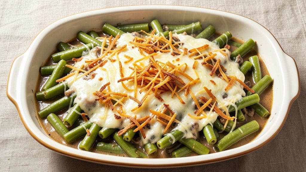 Campbell's Green Bean Casserole Dish with Recipe: Crispy Top, Creamy Mushroom Magic