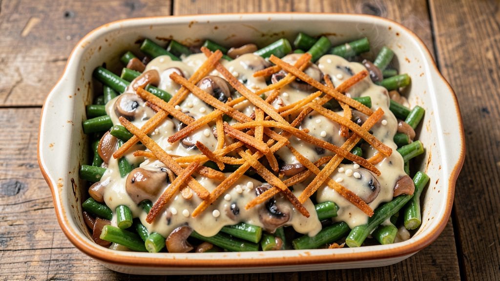 Cracker Barrel Green Bean Casserole Copycat Recipe: Crispy Top, Creamy Mushroom Magic