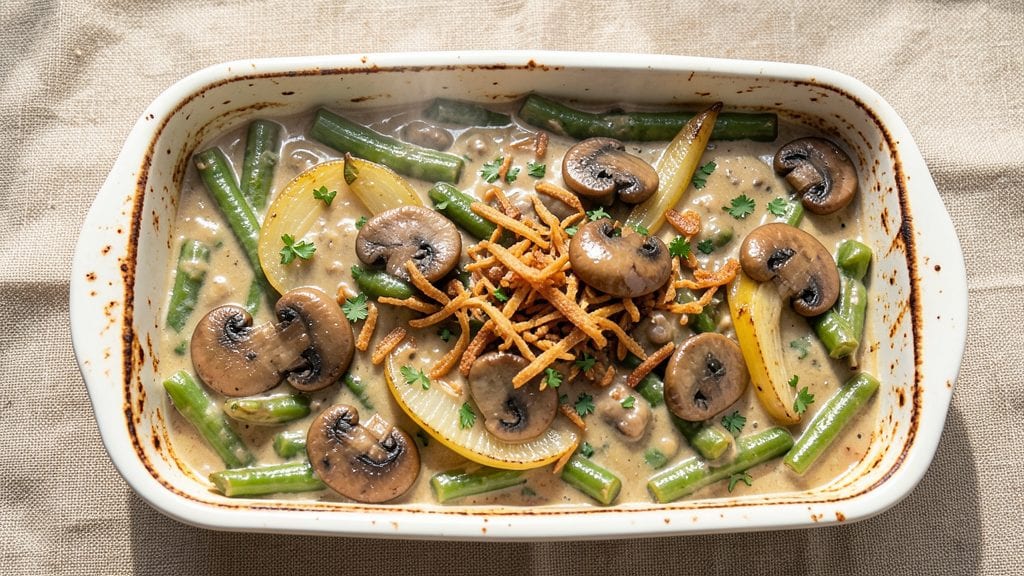 Green Bean Casserole Recipe With Canned Beans: Crispy Top, Creamy Mushroom Magic